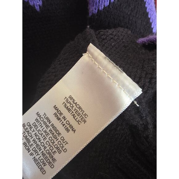 Juicy Couture Argyle Pattern Mock Neck Sweater L Womens Y2K Black Lux Pullover - Picture 4 of 5